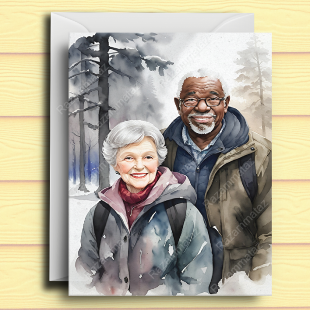 Interracial Couple J Christmas Card